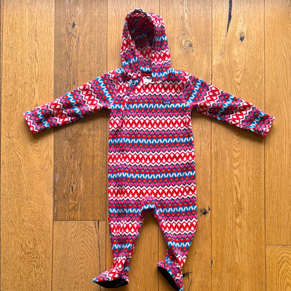 Colorful Patterned Patagonia Kids Micro D Fleece One Piece Bunting 18-24 months